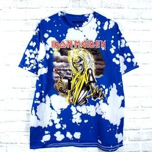 Iron Maiden T Shirt Unisex Large Blue Tie Dye Band Licensed Music Tee Merch